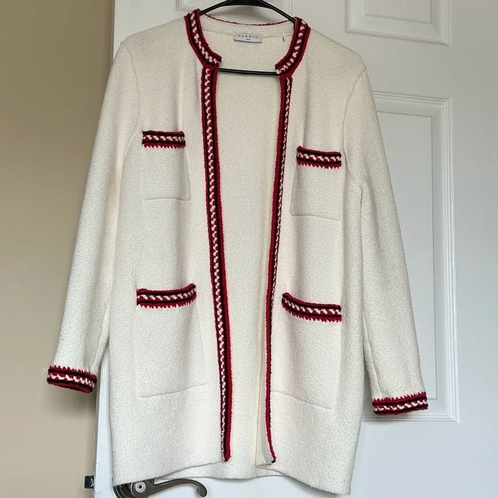 SANDRO Luce Chunky Cotton-blend Cardigan In Ecru